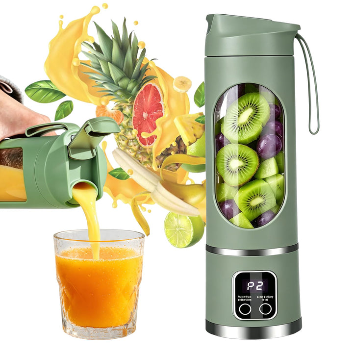 Tragbarer Mixer 450ml, wiederaufladbarer Mini-Standmixer mit LED-Display und 12 Klingen, kompakter S