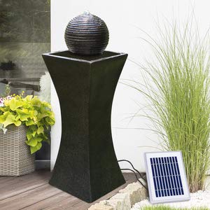 Gartenbrunnen Solarbrunnen ELEGANTIA Brunnen Vogelbad Wasserfall, Gartendeko mit Pumpe, Wasserspiel