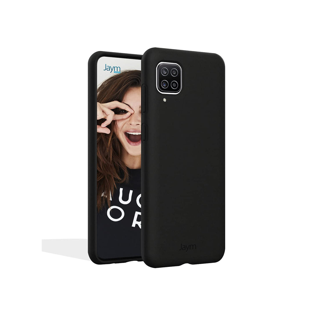 JAYM - Coque Silicone Premium Noire pour Samsung Galaxy A12-100% Silicone et Microfibre - Renforcée