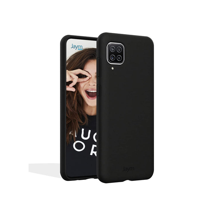 JAYM - Coque Silicone Premium Noire pour Samsung Galaxy A12-100% Silicone et Microfibre - Renforcée