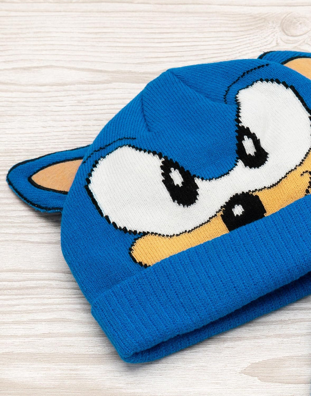 Sonic the Hedgehog Hut und Handschuhe Kinder Blaue 3D Ohren gestrickt