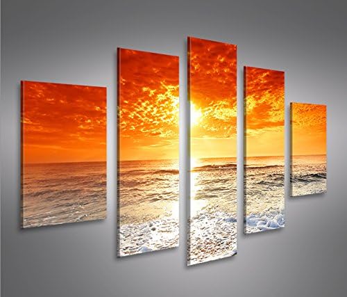 islandburner Bild Bilder auf Leinwand Sonnenuntergang am Meer Feng Shui MF XXL Poster Leinwandbild W