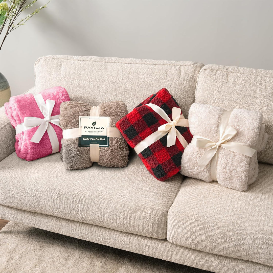 PAVILIA Flauschige Sherpa-Überwurfdecke für Couch-Sofa | Plüsch-Zottel-Fleecedecke | weich, flauschi