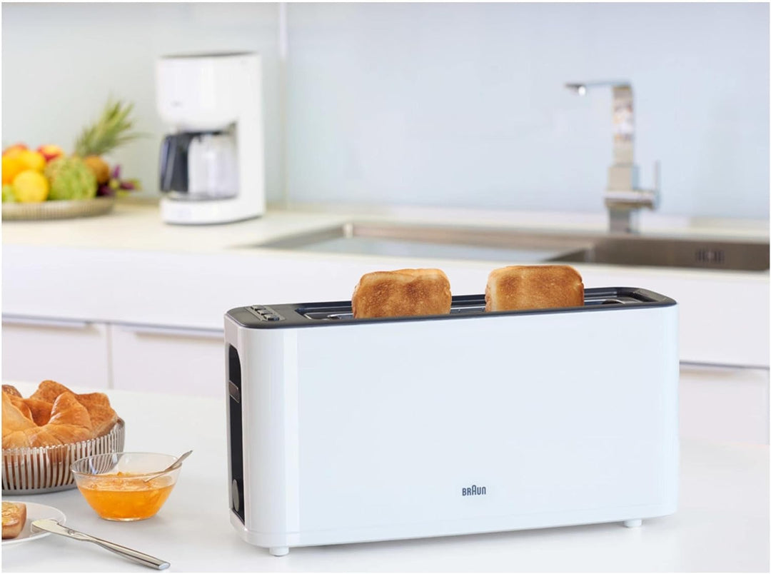 Braun Household HT3100WH Toaster, 1 Schlitz mit 7 Bräunungsstufen, 1000 W, Weiss
