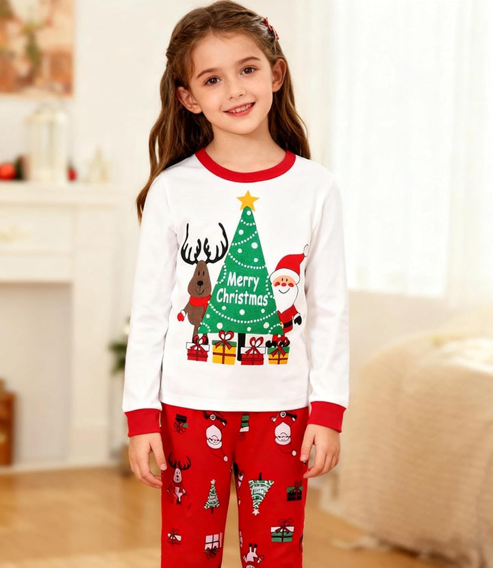 Weihnachts Schlafanzug Kinder Unisex Jungen Mädchen Weihnachten Nachtwäsche Langarm Baumwolle Christ