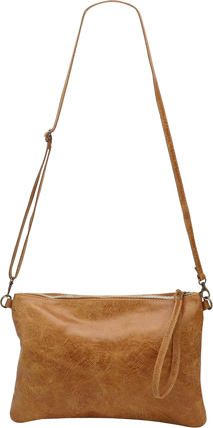 SH Leder Echtleder Umhängetasche Clutch im vintage look mittelgross Tasche Abendtasche 33x22cm Clara