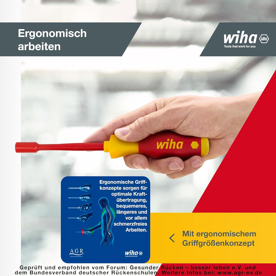 Wiha Steckschlüssel Schraubendreher Set SoftFinish® electric (29466) 5 tlg. I für Aussensechskantsch