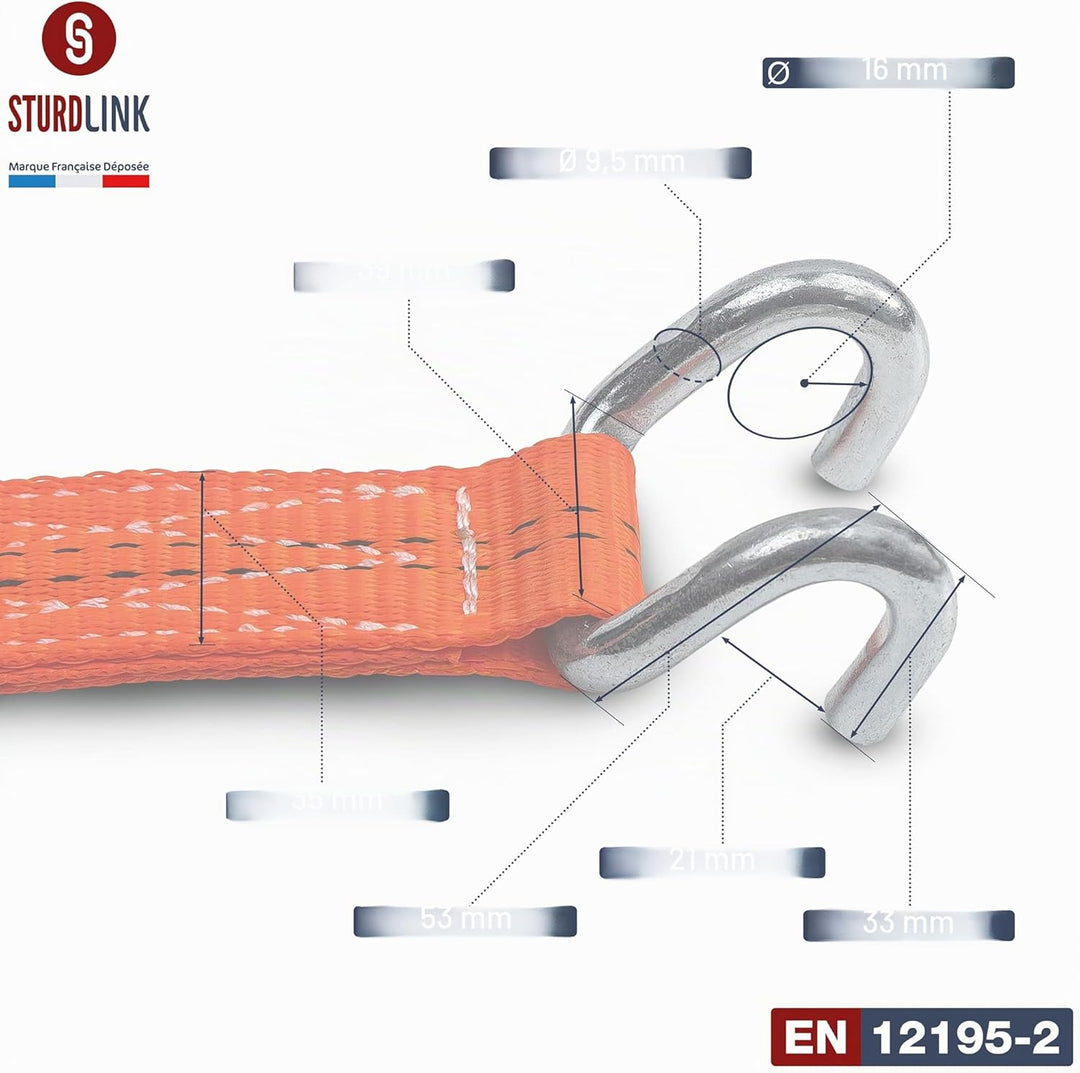 Automatik Spanngurt 5m 35mm mit U Haken 1000kg / 2000kg | Set von 2 Spanngurte Selbstaufrollend | Au