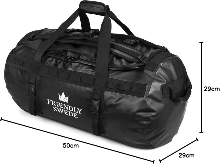 The Friendly Swede Wasserfeste Reisetasche Duffle Bag Rucksack - 30L / 60L / 90L - Seesack, Sporttas