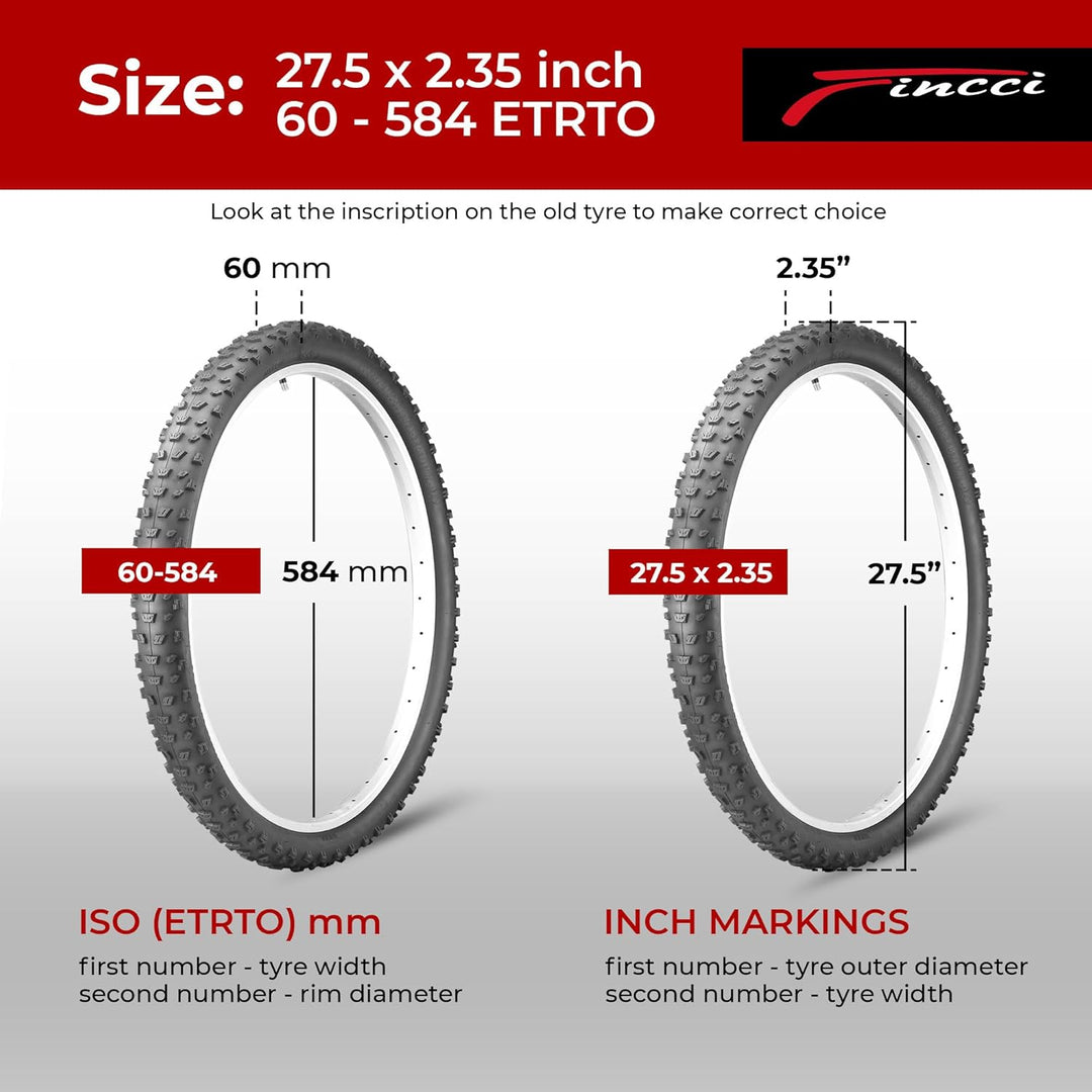 Fincci Fahrradreifen 29 x 2.6 Zoll 66-622 ETRTO Reifen mit Nylonschutz, 60 TPI für Mountain, MTB, Do