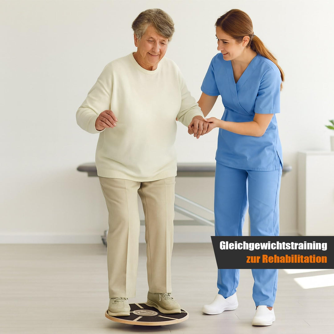 Balance Board aus Holz Ø 39,5 cm Gleichgewichtstrainer für Erwachsene Balancebrett Fitness Brett Zuh