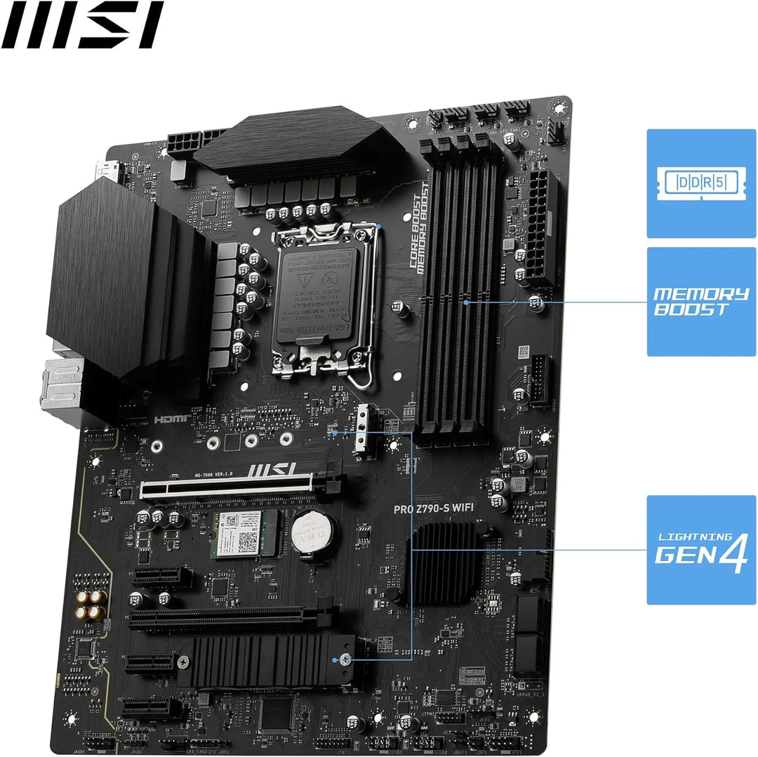 MSI PRO Z790-S WiFi Motherboard, ATX - Unterstützt Intel Core Prozessoren der 12. und 13. Generation
