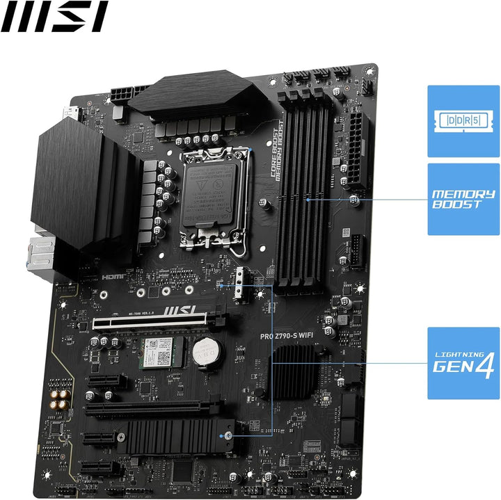 MSI PRO Z790-S WiFi Motherboard, ATX - Unterstützt Intel Core Prozessoren der 12. und 13. Generation