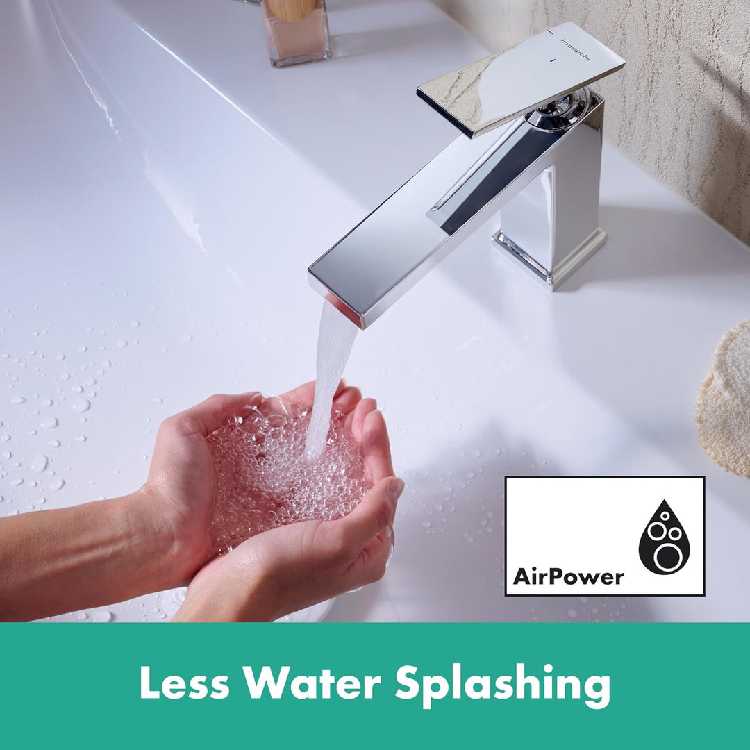 hansgrohe Tecturis E - Waschtischarmatur mit Zugstange, energiesparend (CoolStart), Wasserhahn Bad m