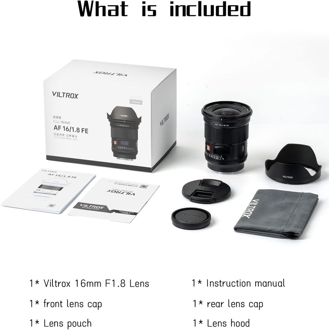 Viltrox AF 16mm F1.8 Vollformat Objektiv für Sony E Mount, Weitwinkel Autofokus Digital DF Kameraobj