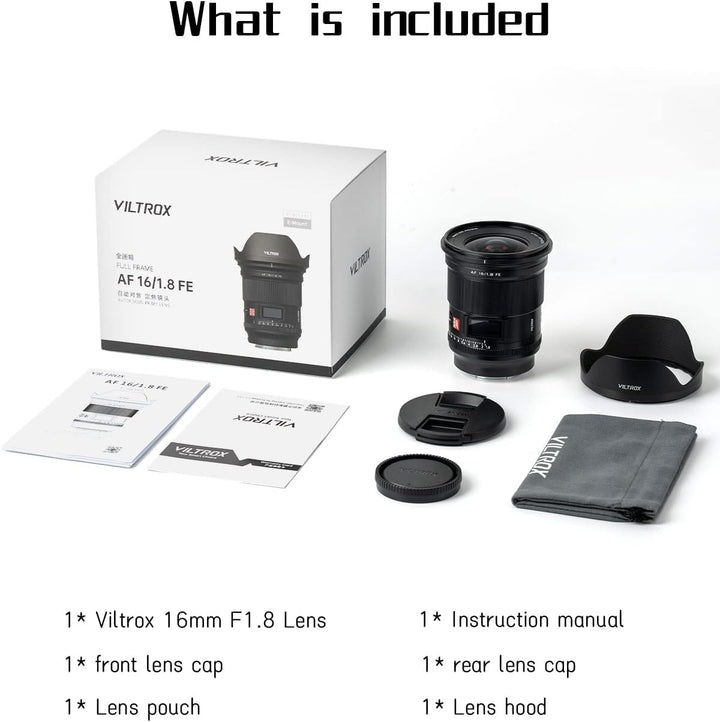 Viltrox AF 16mm F1.8 Vollformat Objektiv für Sony E Mount, Weitwinkel Autofokus Digital DF Kameraobj