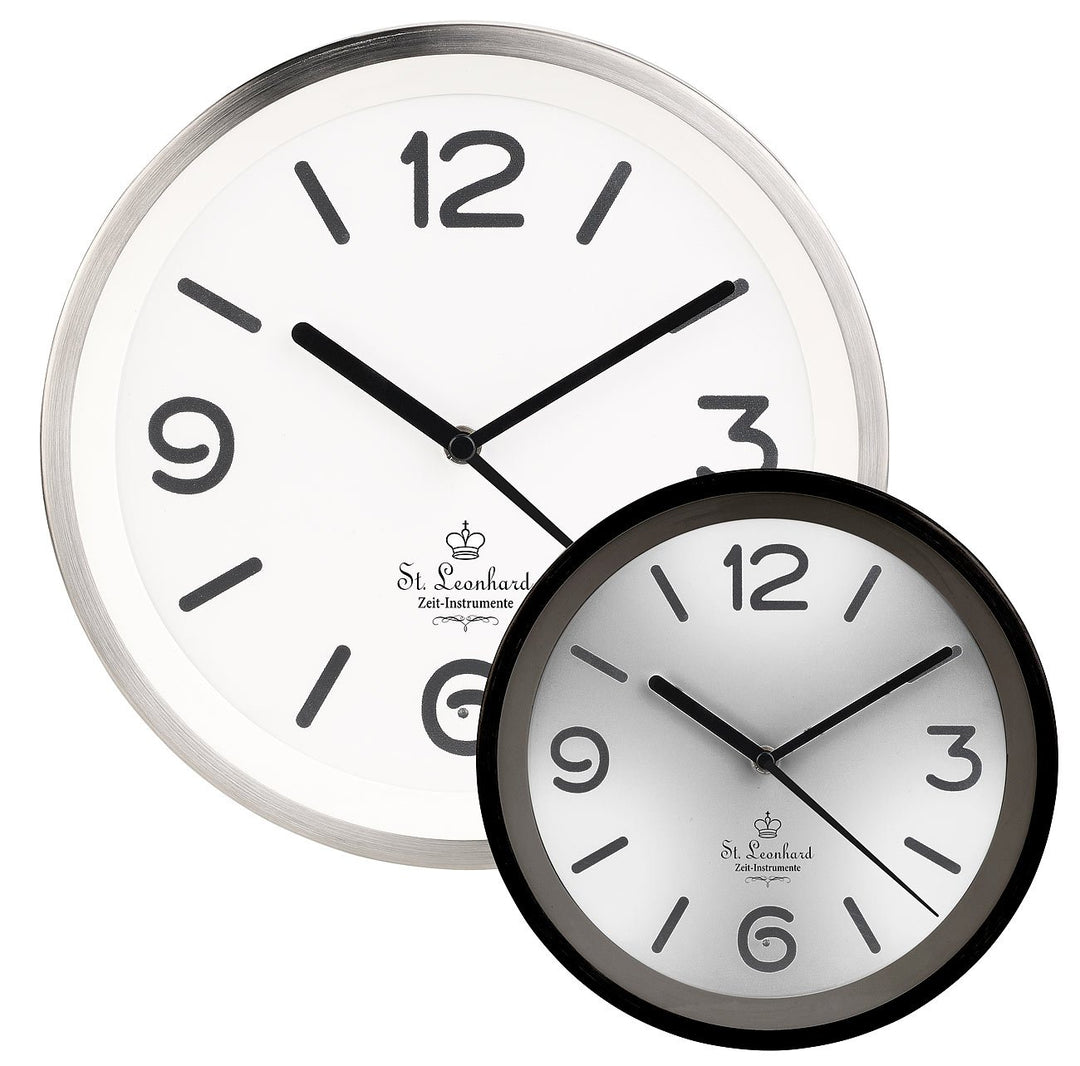 St. Leonhard Beleuchtete Funkwanduhr: Edelstahl-Funk-Wanduhr mit Zifferblatt-Beleuchtung &amp; Lichtsens