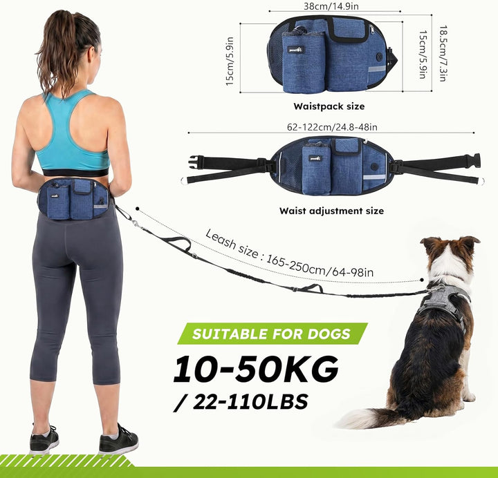 Pecute Joggingleine Hunde mit Bauchgurt, Laufgürtel Hundleine für Grosse und Mittelgrosse Hunde, Lei