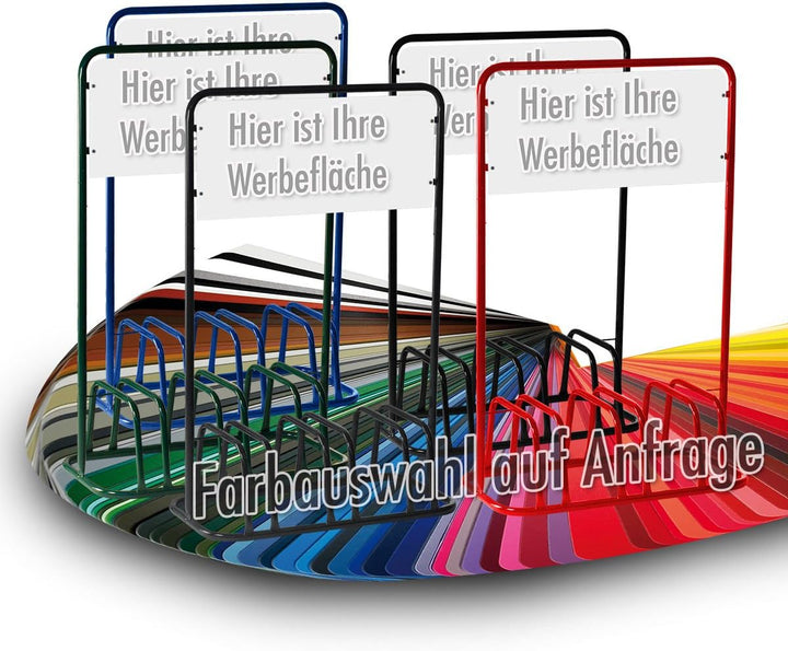 3er Werbe-Fahrradständer mit Werbeschild / Fahrradhalter + Werbetafel (Grau)