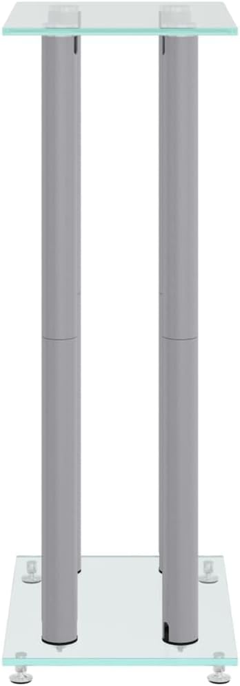 vidaXL Lautsprecher-Ständer 2 STK. Silbern Hartglas 4 Säulen, Silber