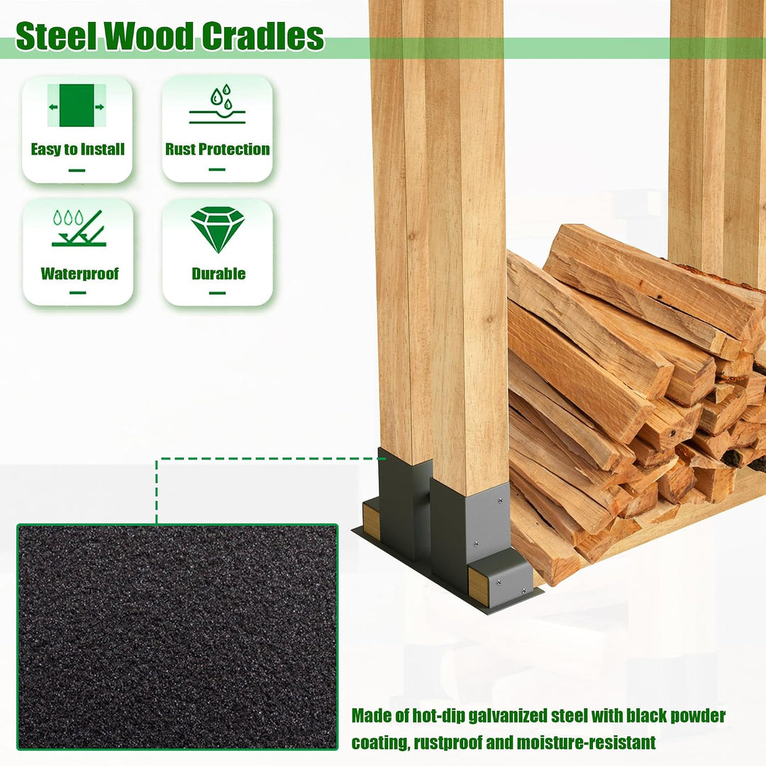8 Stück Stapelhilfe für Brennholz Stahl Holzstapelhilfe Schwarz Holzlager Holzstapelhalter Verstellb