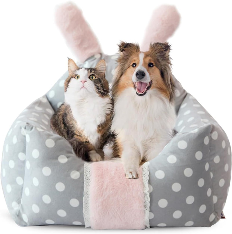 PETCUTE Katzenbett Hundebett Haustierbett für Katzen und kleine Hunde,Waschbar Kaninchen Design Haus