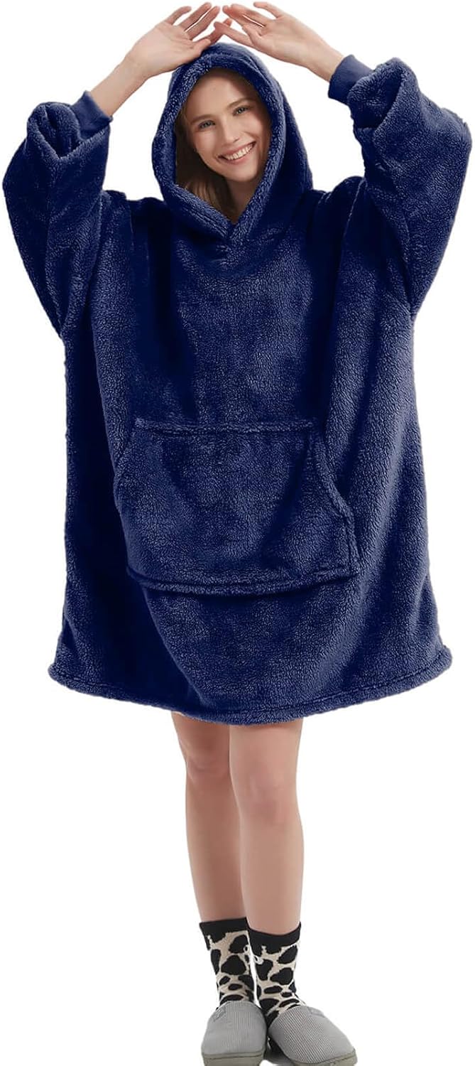 FELOVE Hoodie Decke Ärmeln Kuschelpullover Mit einer grossen Tasche,Tragbare Decke Ultra Soft Bequem