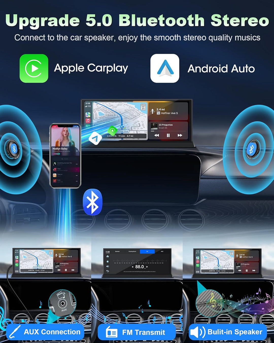 Exklusivität 11,3 Zoll Carplay Android Auto Display mit Stabile Halterung, Wireless Car Play Bildsch