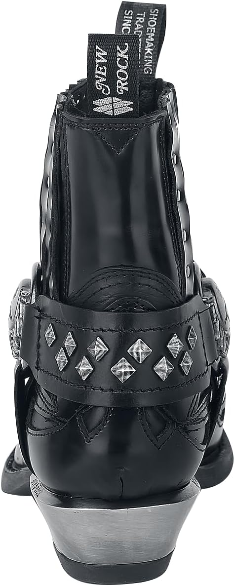 New Rock Antik Männer Boot schwarz EU42 Leder Biker, Industrial, Rockwear