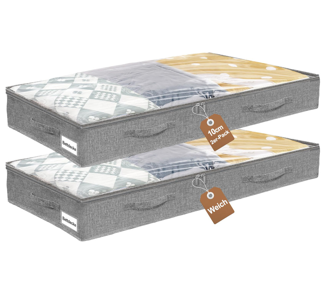 mepure Ultraflache Unterbett Aufbewahrungsbox 100×50×10 cm – Faltbare Unterbettkommode mit Klarsicht