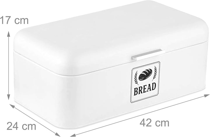 Relaxdays Brotkasten, Brotbox mit Deckel & Griff, HBT: 17x42x24 cm, Brot aufbewahren, Brotkiste Retr