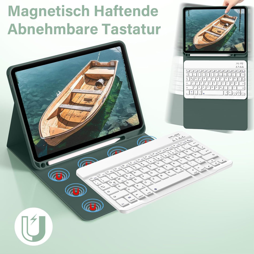 SZPSGC Hülle mit Tastatur für iPad A16 11. /10.Generation 11/10,9 Zoll 2025/2022, Magnetisches Anti-