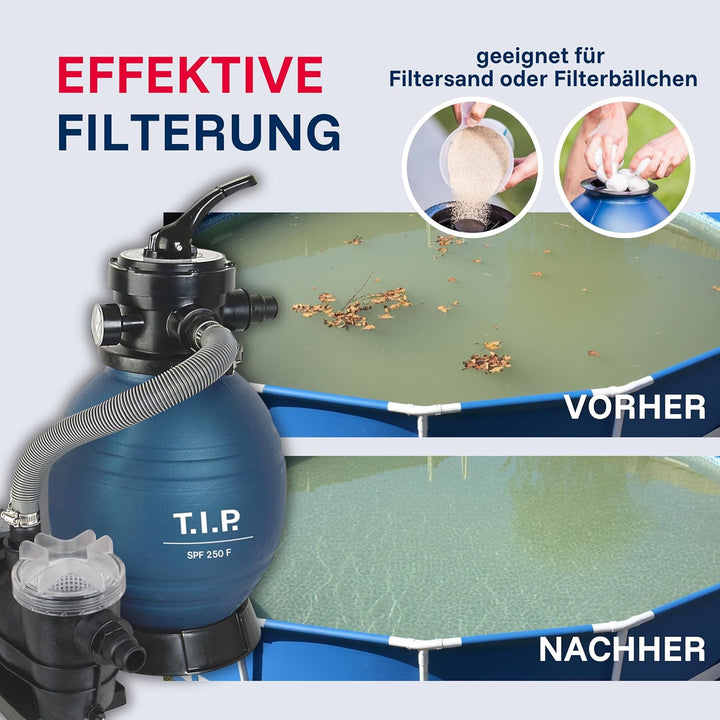 T.I.P. 30308 Schwimmbad Filter Set Sandfilteranlage SPF 250 F, bis 6.000