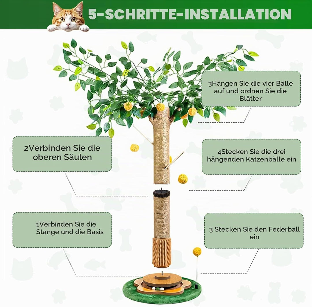 Katzenkratzbaum Kratzbaum Cat Scratching Post 85 cm mit Interaktiven Bällen und Sisalseil für Kleine