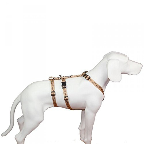 Feltmann NoExit Hundegeschirr® - ausbruchssicher, Panikgeschirr, beige mit braunen Pfötchen, Bauchum