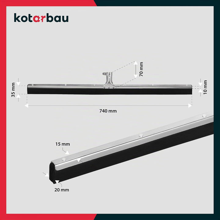 KOTARBAU® Gummiabzieher - Wasserschieber - 75 cm – Bodenabzieher - Schaumstoff-Wasserabzieher – für