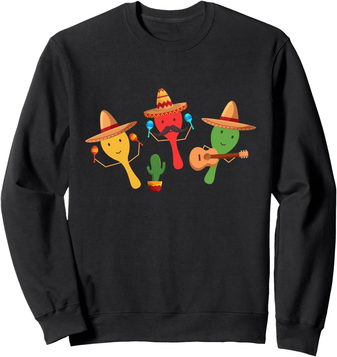 Mexikanische Musik Maracas Spieler Fiesta Kaktus Sombrero Sweatshirt