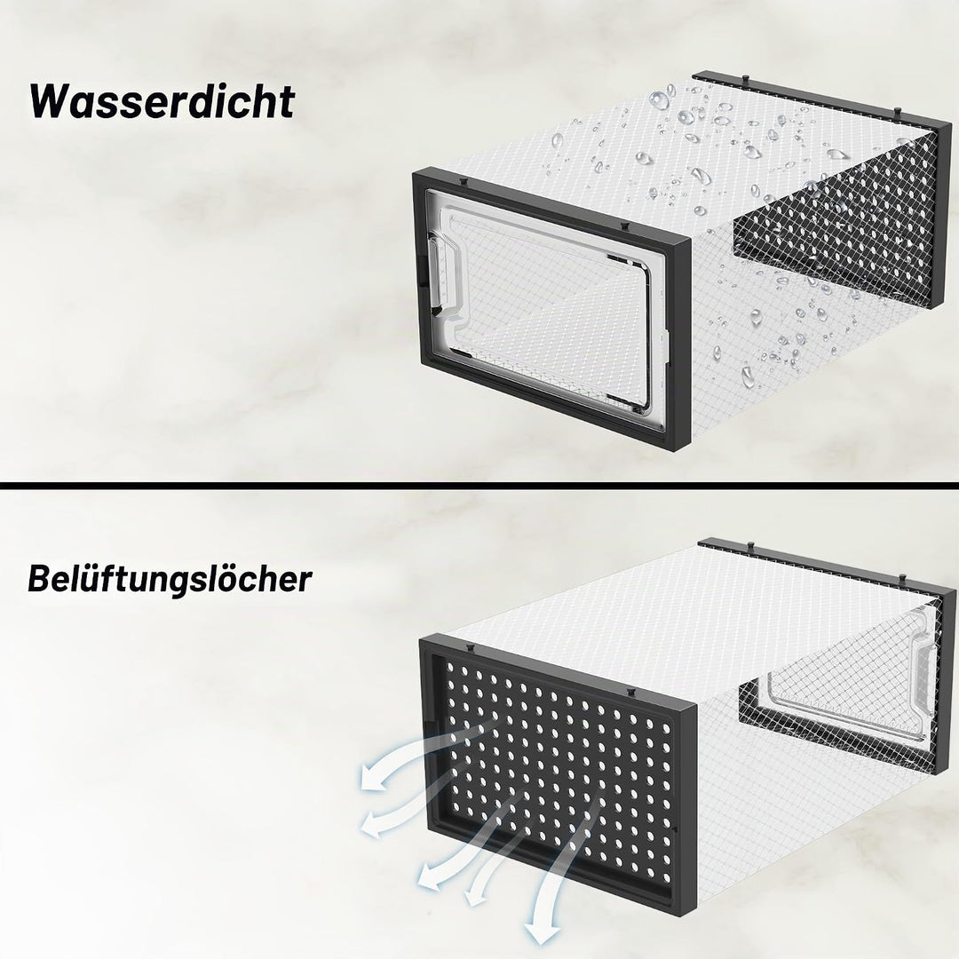 HOMIDEC Schuhboxen, 12er Pack Schuhboxen Stapelbar Transparent, Schuhorganizer Schuhaufbewahrung, Sc