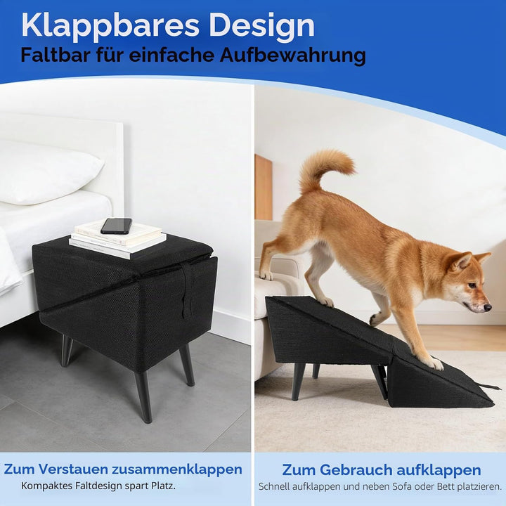 Hundetreppe Klappbar, rutschfeste Hunderampe &amp; Weiche Haustiertreppe für Baumwolle &amp; Leinen für Sofa