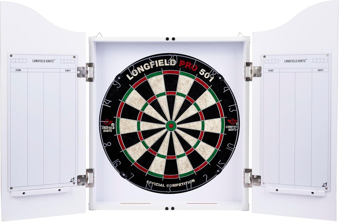 Holz Dartschrank, sisal Dartscheibe, inbegriffen 6 Darts 18gr und Zubehör weiss