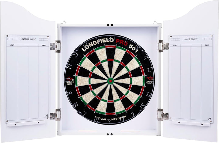 Holz Dartschrank, sisal Dartscheibe, inbegriffen 6 Darts 18gr und Zubehör weiss