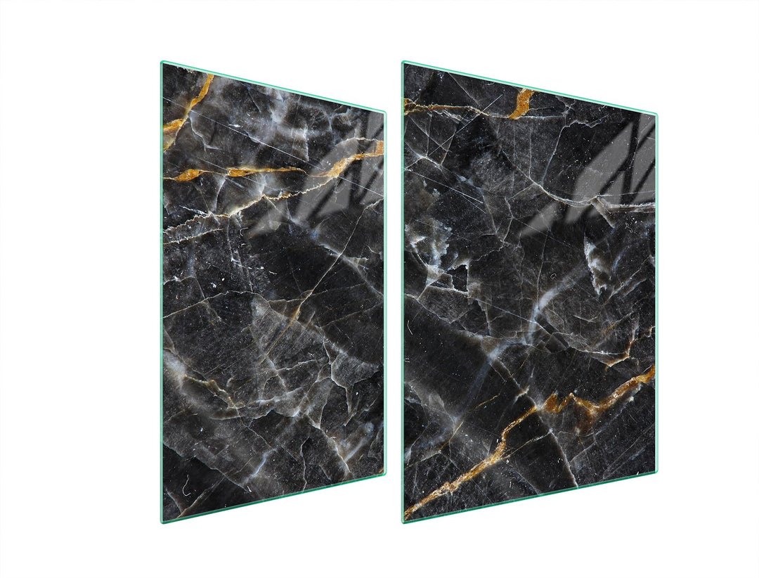 TMK ArtDeko Herdabdeckplatte 2 Teilig 30x52 + 40x52 cm - Spritzschutz Herdabdeckung – Herdschutz aus