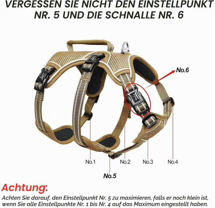 HEELE Hundegeschirr, Ausbruchsicher, Schnalle im Halsbereich, Reflektierend, Brustgeschirr mit Robus