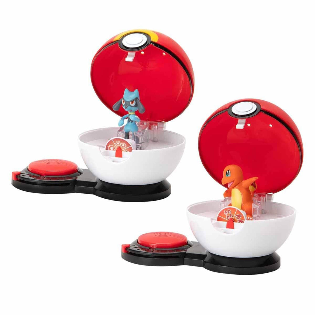 Pokémon PKW2505 - Surprise Attack Game - Glumanda vs. Riolu, offizielles Spielset mit beweglichen Fi