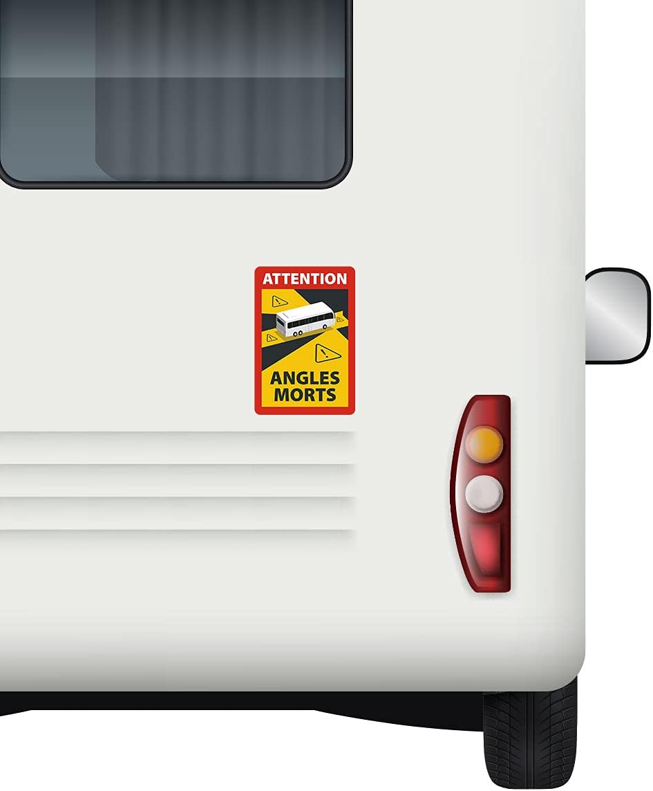 Angles Morts - Toter Winkel - Schild magnetisch A5,4 Stück, Hinweisschild für Bus-Wohnmobil