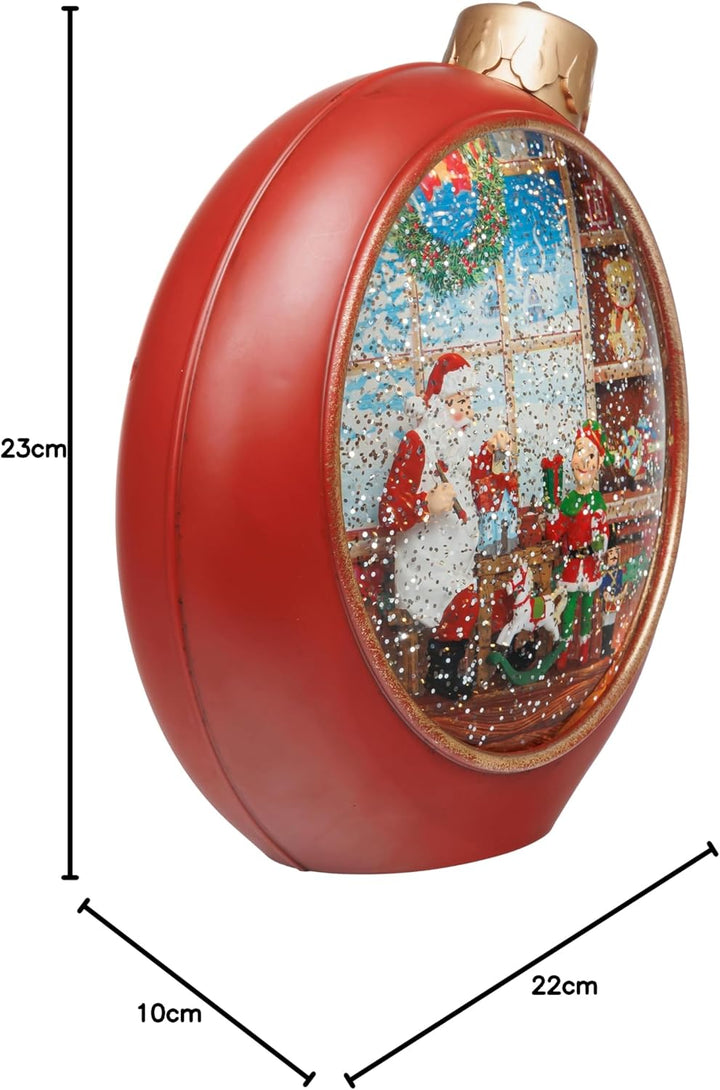 SIKORA WL02 LED Schneelaterne Wasserlaterne Weihnachtskugel rund rot mit aufwirbelnden Flocken und M
