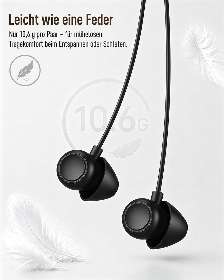 Hearprotek 2 Paar Schlaf Ohrhörer, Weicher bequemer In-Ear-Kopfhörer mit Mikrofon,Low-Profile-Kopfhö