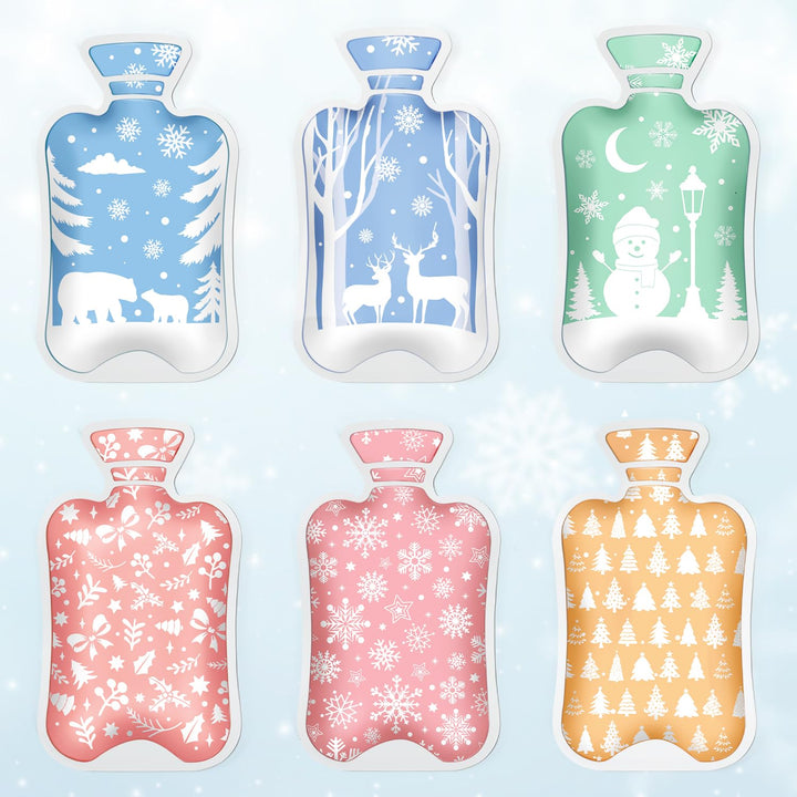 Handwärmer Taschenwärmer Set, 6 Stücke Taschenwärmer Wiederverwendbar Kinder mit Winter Motiven, Kle
