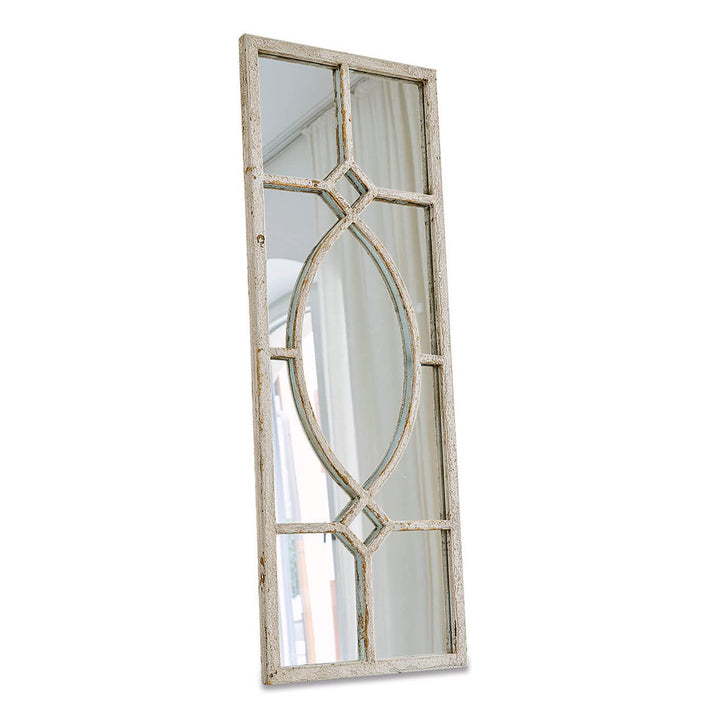 Loberon® Spiegel Millery, Eisen, Glas, MDF, H/B/T ca. 90/33 / 2 cm, antikweiss