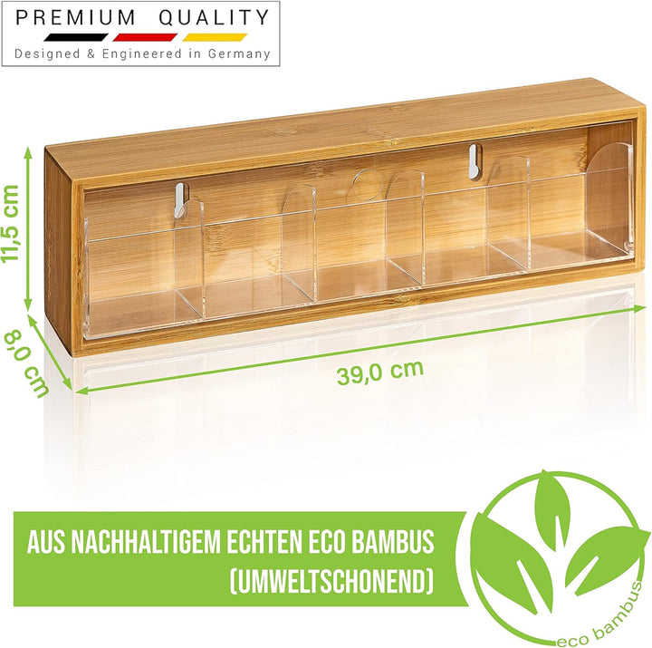 Teebeutel Aufbewahrungsbox Organizer - Teebox mit Kippdeckel zum Wand aufhängen - Teebeutelspender N